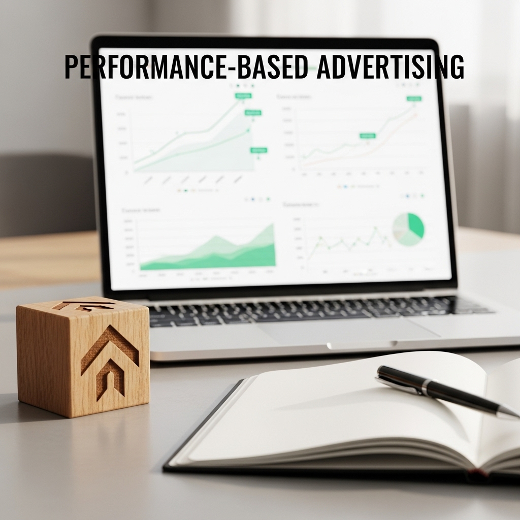 Performance-based advertising analytics dashboard showing real-time metrics and ROI tracking